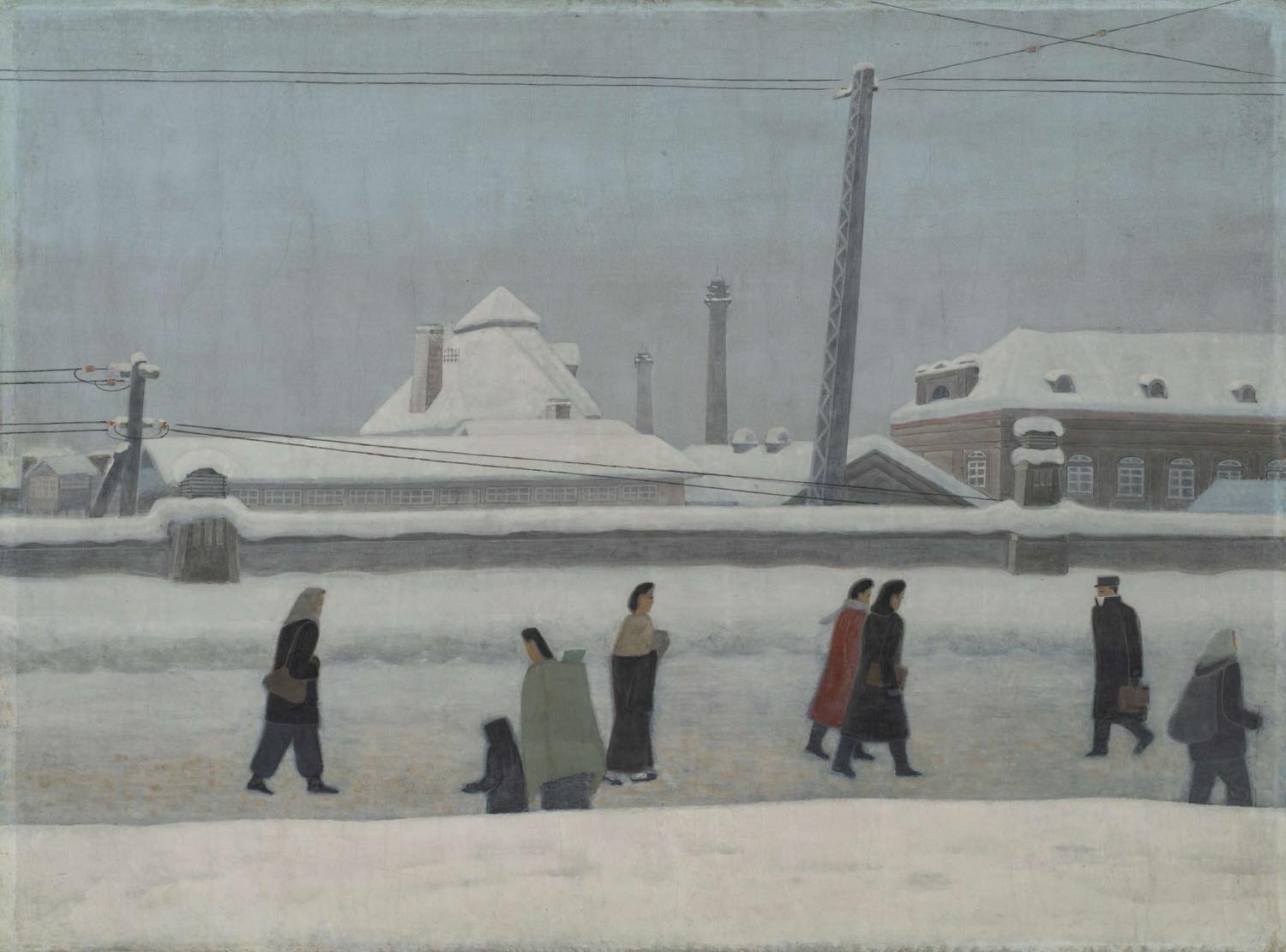 HONMA Kansai "Sapporo in the Snow: Overpass" 1948, Hokkaido Museum of Modern Art Collection