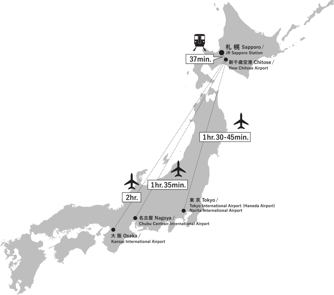 主要都市から札幌までのアクセス情報